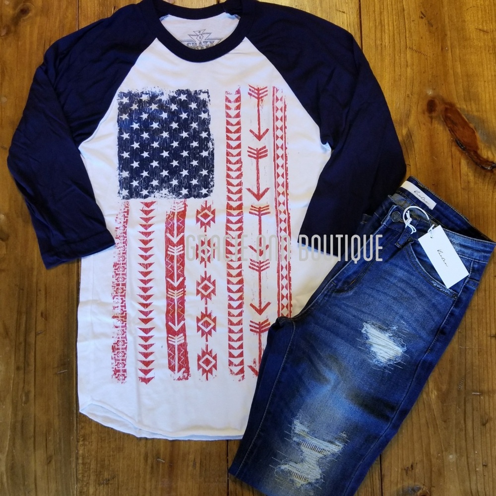 3/4 sleeve flag shirt (pants not included)